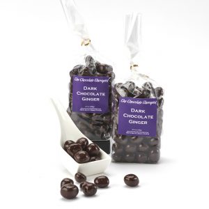 Dark chocolate covered ginger pieces by The Chocolate Therapist