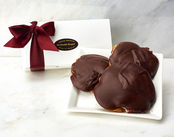 Dark chocolate pecan turtles by The Chocolate Therapist