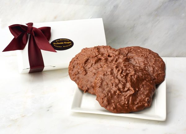 All-natural milk chocolate haystack patty by The Chocolate Therapist