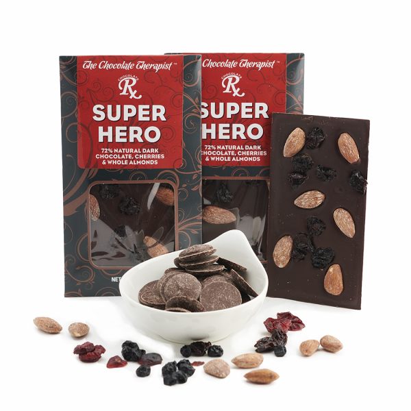 Super Hero - 72% Dark with Whole Almonds and Cherries