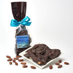 Dark chocolate almond sea salt bark by The Chocolate Therapist