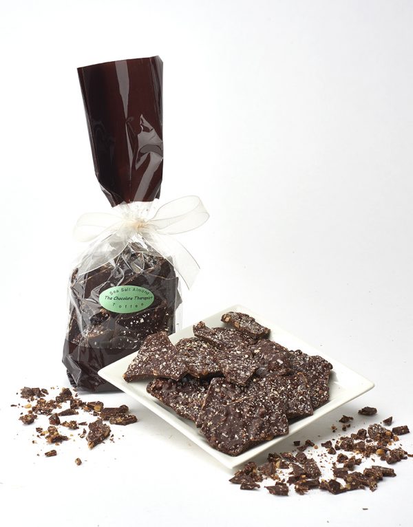 Dark chocolate toffee bark by The Chocolate Therapist