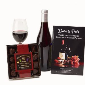 Chocolate and wine pairing gift set for 2 with book and chocolate